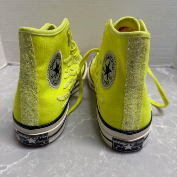 converse chuck 70 hi top lemon venom with glitter shine flames Women SZ 10 - Picture 6 of 10